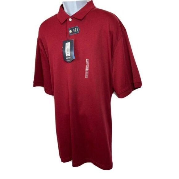 New Roundtree & Yorke Silky Collection Men's Burgundy Short Slv Polo Shirt XXL - Picture 2 of 7